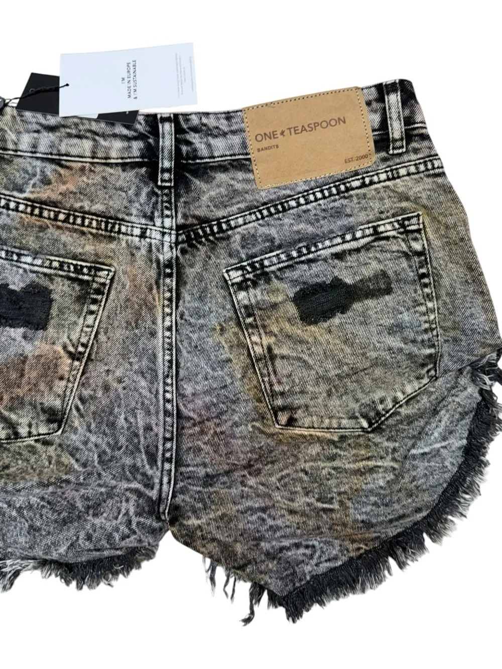 One Teaspoon Sunset Acid Bandits Shorts Size 29 Low Waist Distressed Shorts